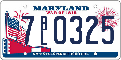 MD license plate 7BL0325