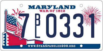 MD license plate 7BL0331