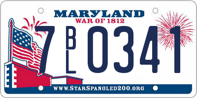 MD license plate 7BL0341