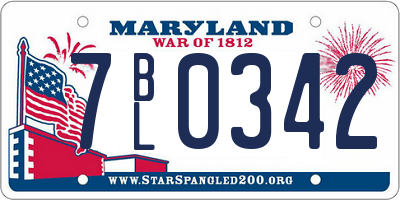MD license plate 7BL0342