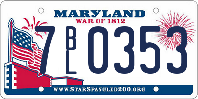 MD license plate 7BL0353
