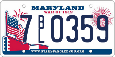 MD license plate 7BL0359