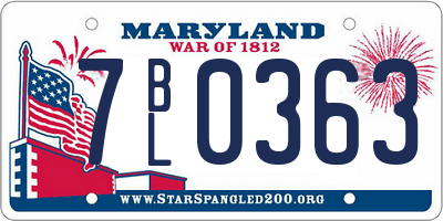 MD license plate 7BL0363