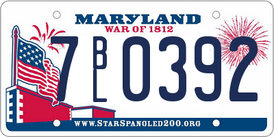MD license plate 7BL0392