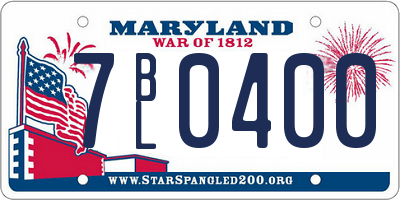 MD license plate 7BL0400