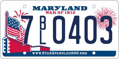 MD license plate 7BL0403