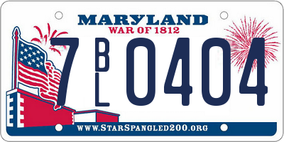 MD license plate 7BL0404