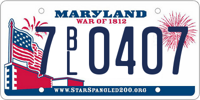 MD license plate 7BL0407