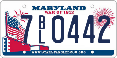 MD license plate 7BL0442
