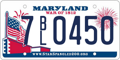 MD license plate 7BL0450