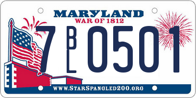 MD license plate 7BL0501