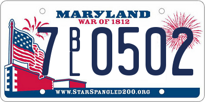 MD license plate 7BL0502