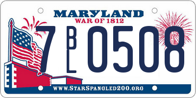 MD license plate 7BL0508