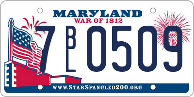 MD license plate 7BL0509