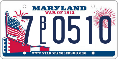 MD license plate 7BL0510