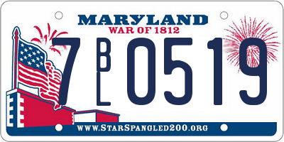 MD license plate 7BL0519