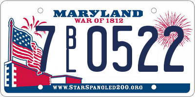 MD license plate 7BL0522