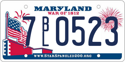 MD license plate 7BL0523