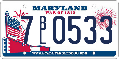 MD license plate 7BL0533