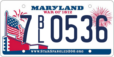 MD license plate 7BL0536