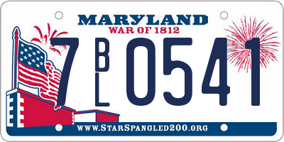 MD license plate 7BL0541