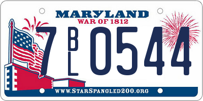 MD license plate 7BL0544