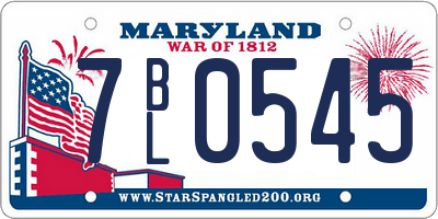 MD license plate 7BL0545