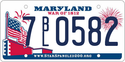 MD license plate 7BL0582