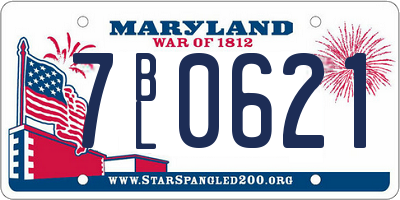 MD license plate 7BL0621