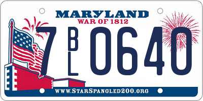 MD license plate 7BL0640
