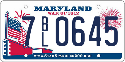 MD license plate 7BL0645