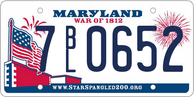 MD license plate 7BL0652