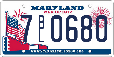 MD license plate 7BL0680