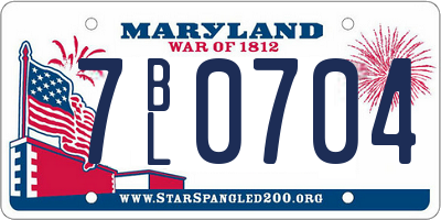 MD license plate 7BL0704