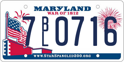 MD license plate 7BL0716