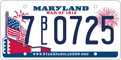 MD license plate 7BL0725