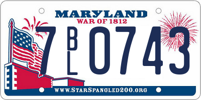 MD license plate 7BL0743