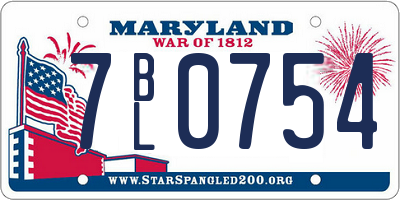 MD license plate 7BL0754