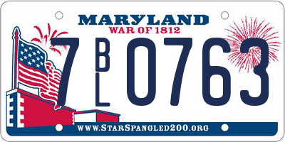 MD license plate 7BL0763