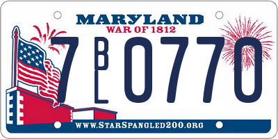 MD license plate 7BL0770