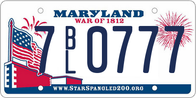 MD license plate 7BL0777
