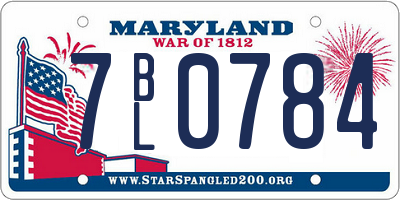 MD license plate 7BL0784