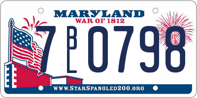 MD license plate 7BL0798