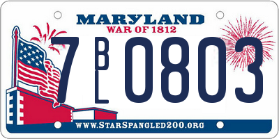 MD license plate 7BL0803