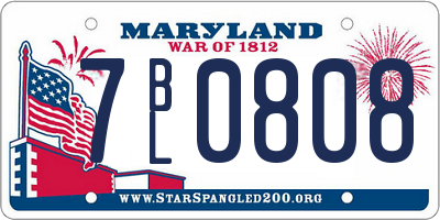 MD license plate 7BL0808