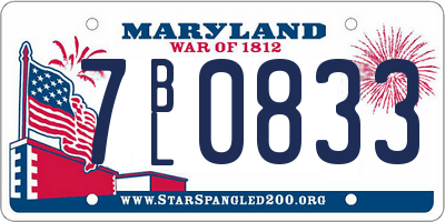 MD license plate 7BL0833