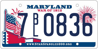 MD license plate 7BL0836