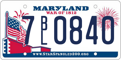 MD license plate 7BL0840