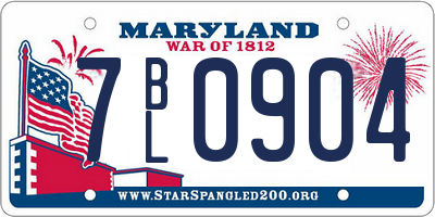 MD license plate 7BL0904