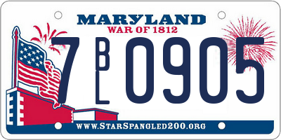 MD license plate 7BL0905
